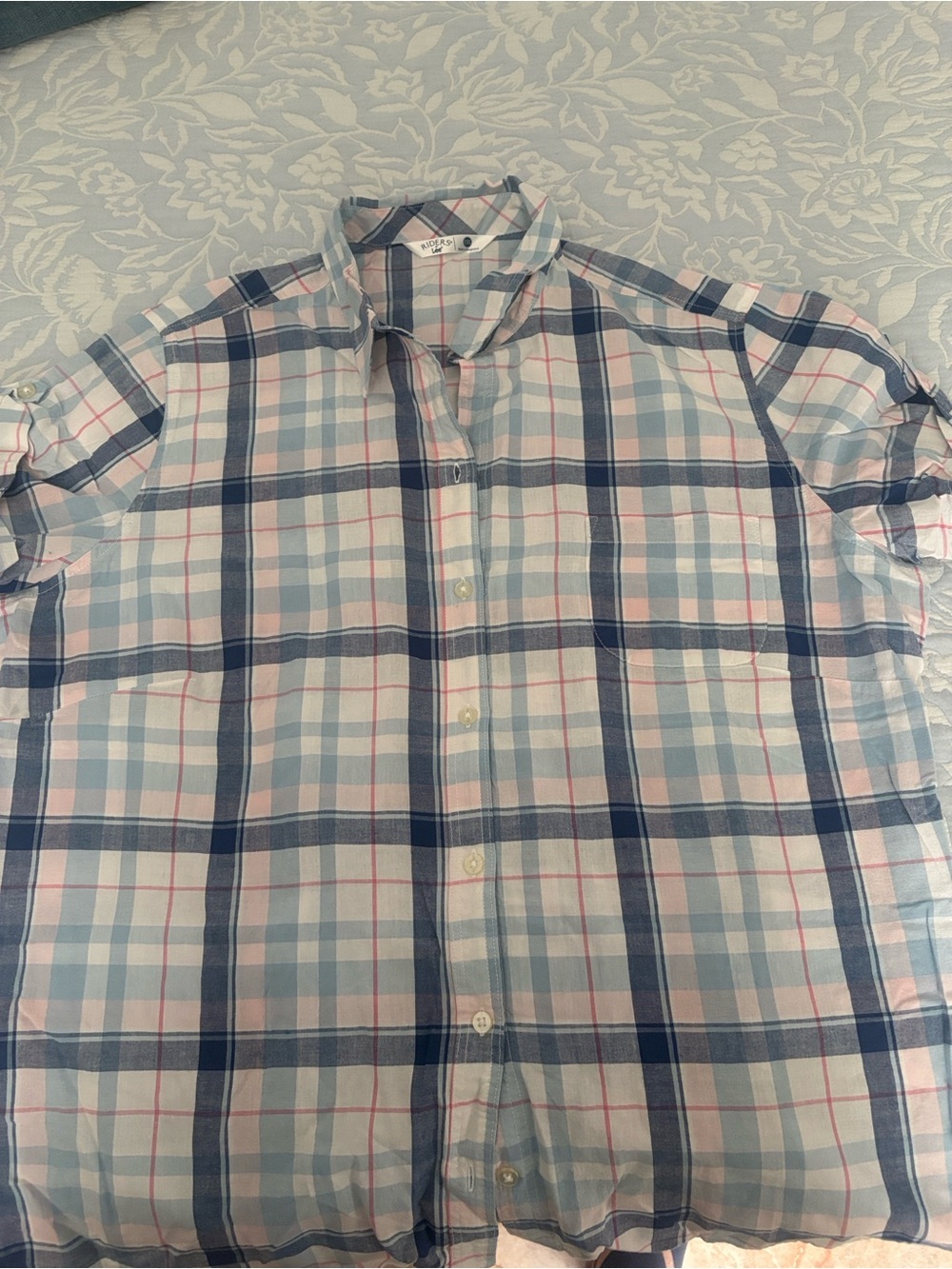 Lee Men's Plaid Button-Down Shirt - Light Blue, Navy & Pink